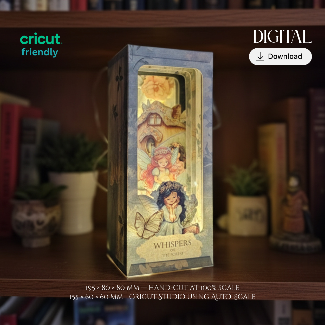 Forest Fairy Book Nook — DIY Paper Diorama Template for Bookshelf Decor (Printable Digital Download)