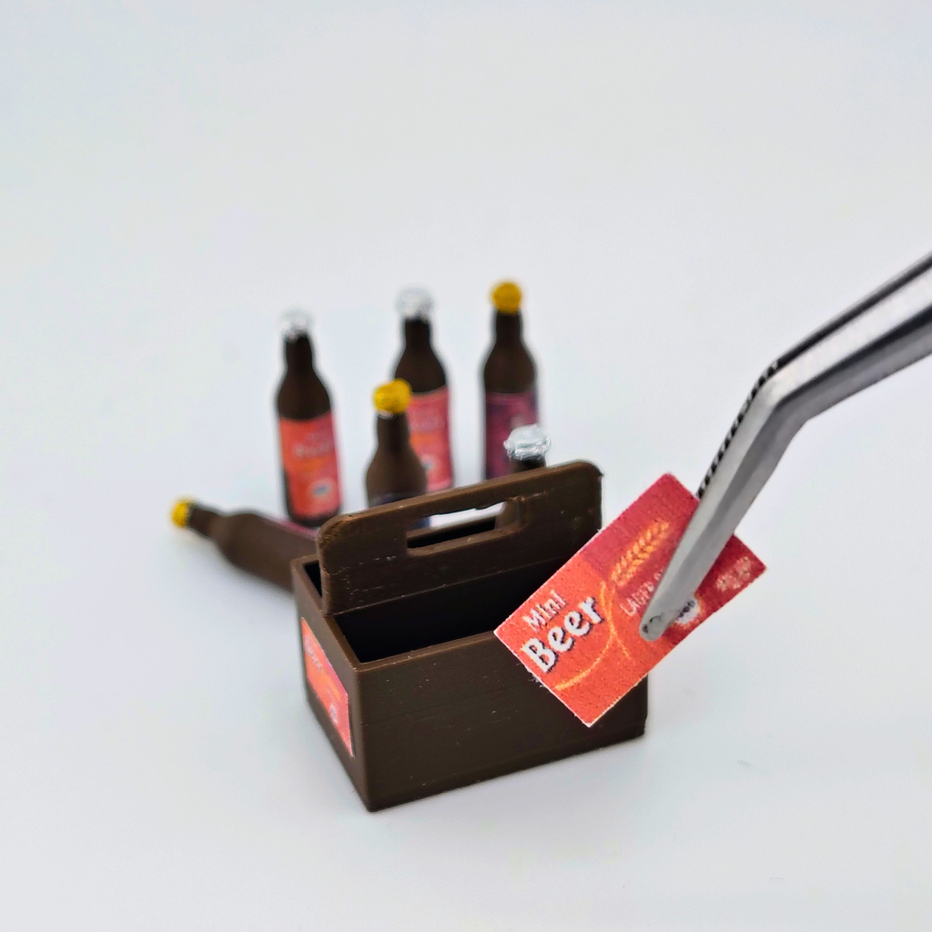 1:12 Scale Beer Bottles 3D Print File – Miniature Dollhouse Container (Instant Download)