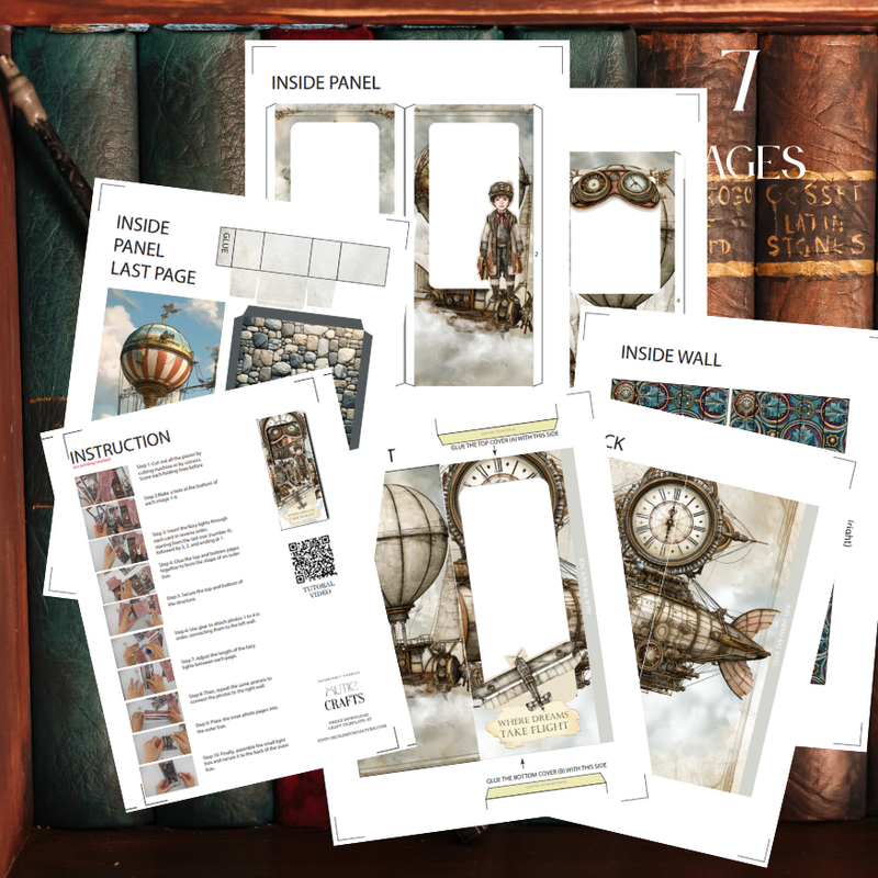 Steampunk Aircraft Book Nook Kit, Printable Cricut Shadowbox (Digital Product)