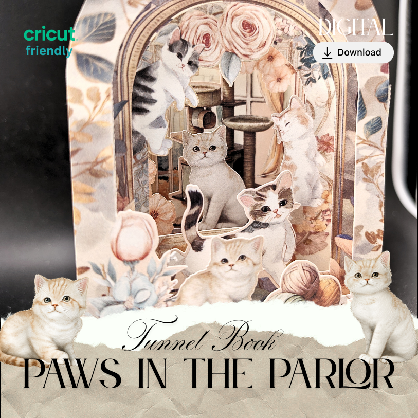 Perfect for cat lovers and crafters alike, this multi-layered paper project tells a silent, beautiful story of kittens at play in a vintage parlor. Whether you’re looking for a unique children’s book alternative or a meditative DIY project, this 3D "story in a box" brings charm to any shelf.