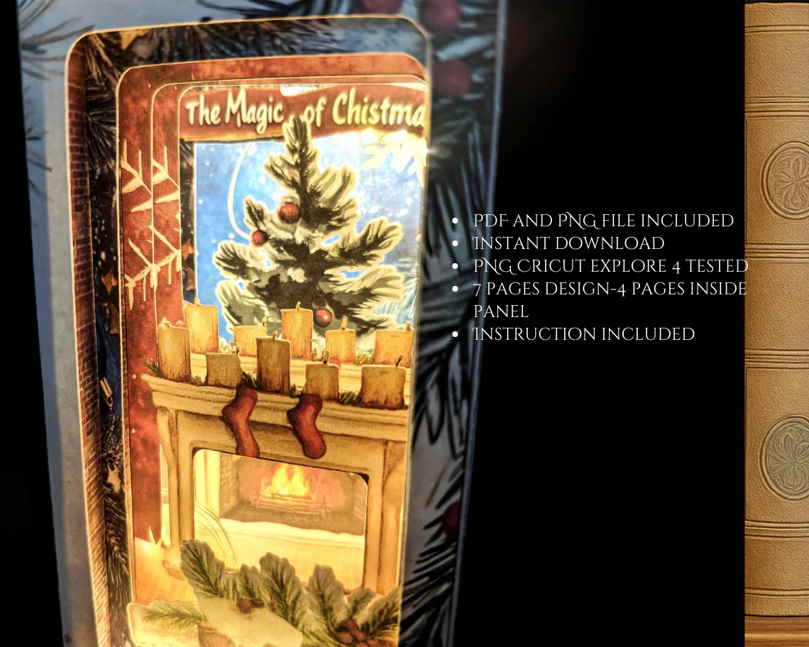 Christmas Home Book Nook Kit – 15 cm Tall Foldable Paper Diorama with LED Lighting