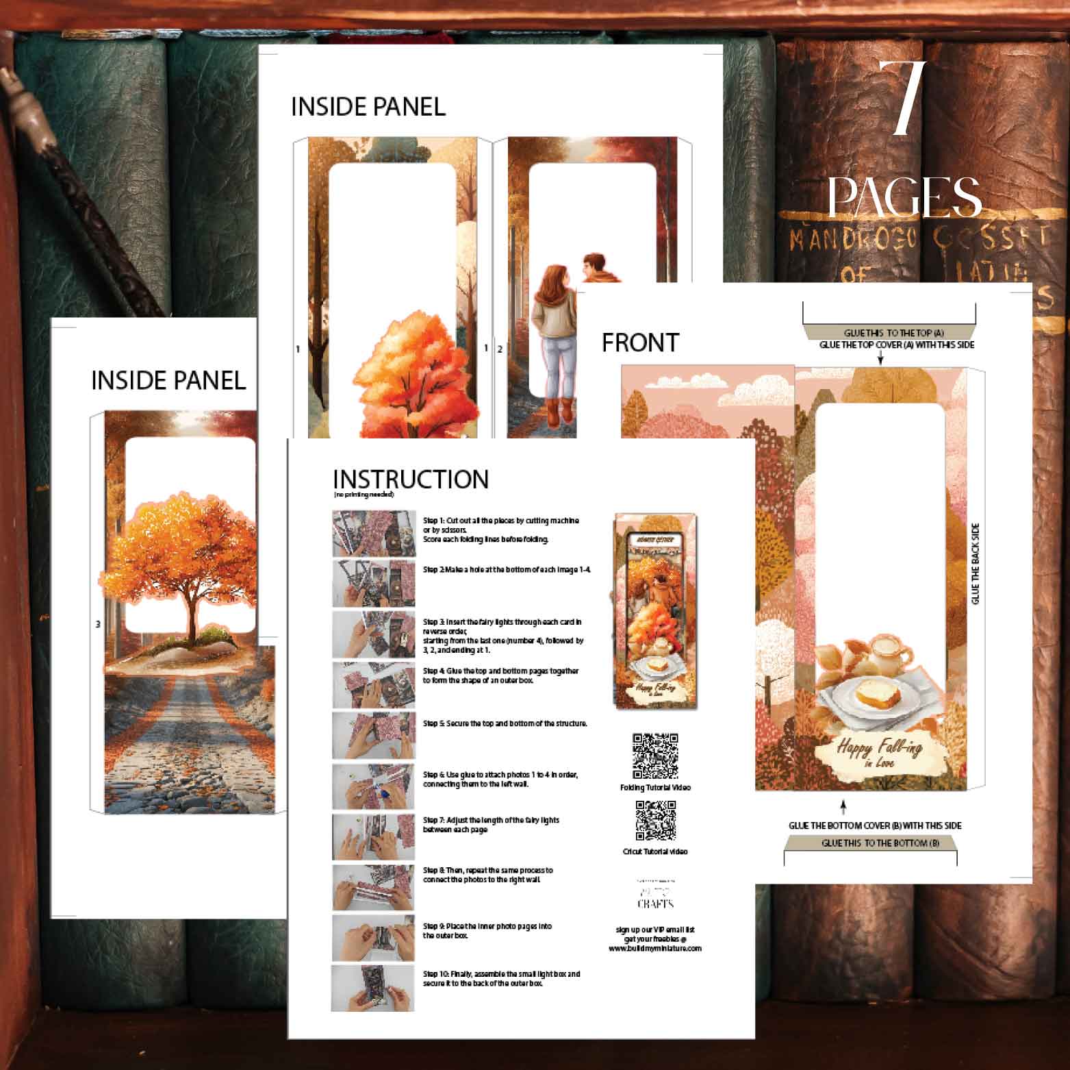 Fall Season Book Nook Seasonal Thanks giving Festival & Gift Paper Craft (Cricut-Compatible)
