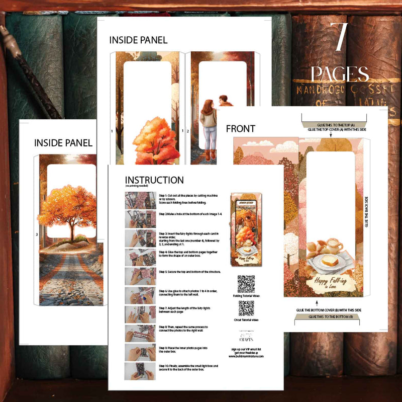 Fall Season Book Nook Seasonal Thanks giving Festival & Gift Paper Craft (Cricut-Compatible)