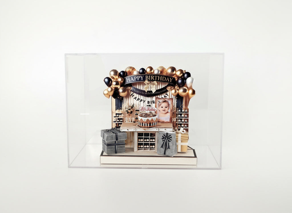 Black and Gold Happy Birthday Stand — Elegant Stand-Up Birthday Decoration & Gift for Everyone
