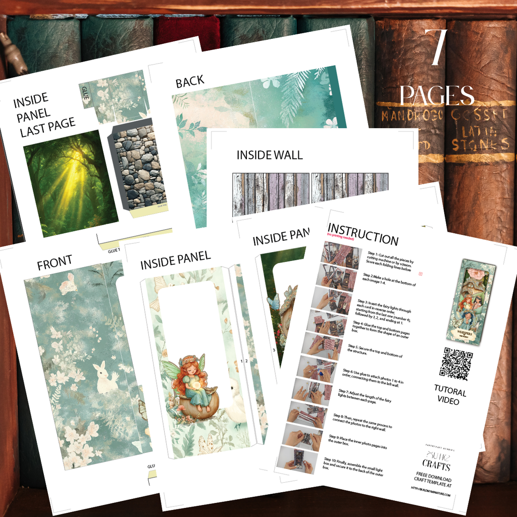 Forest Fairy Book Nook — DIY Paper Diorama Template for Bookshelf Decor (Printable Digital Download)