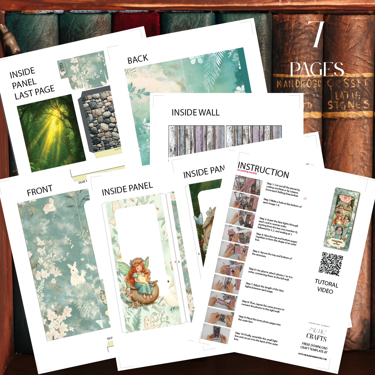 Forest Fairy Book Nook — DIY Paper Diorama Template for Bookshelf Decor (Printable Digital Download)