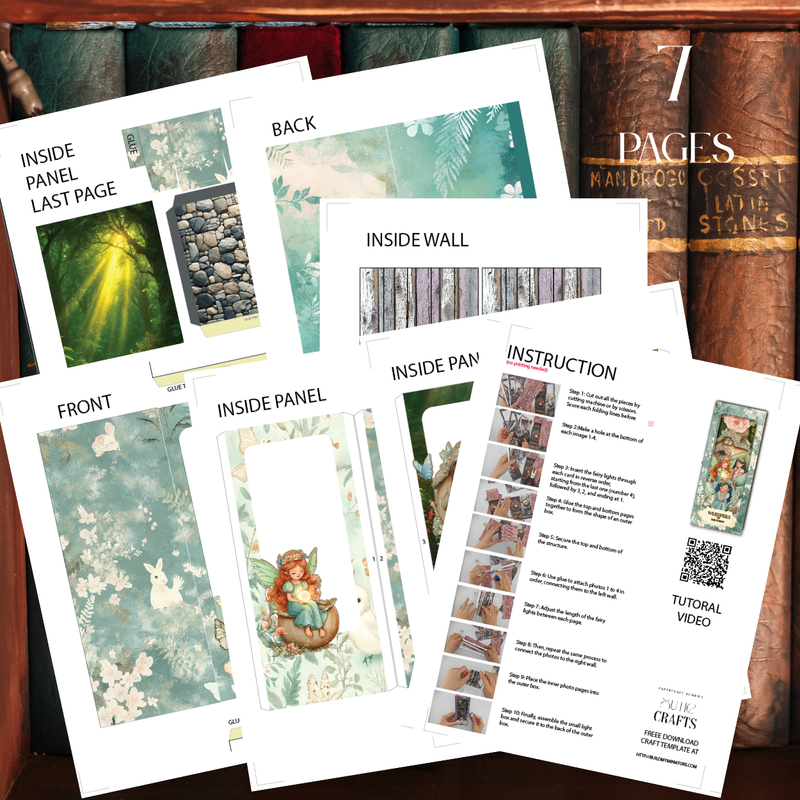 Forest Fairy Book Nook — DIY Paper Diorama Template for Bookshelf Decor (Printable Digital Download)