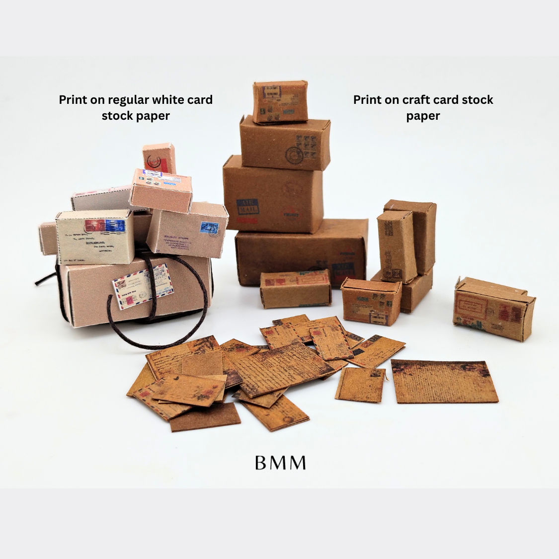 Printable 1:12 Miniature Mail Box & Letters, Vintage Post Office Kraft Box (Digital Download)
