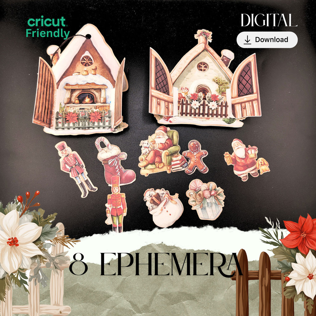 Santa Stay-at-Home Paper Ornament Kit — DIY Christmas Pocket & Ephemera Craft with Card Designs + Video Tutorial (Digital Download)