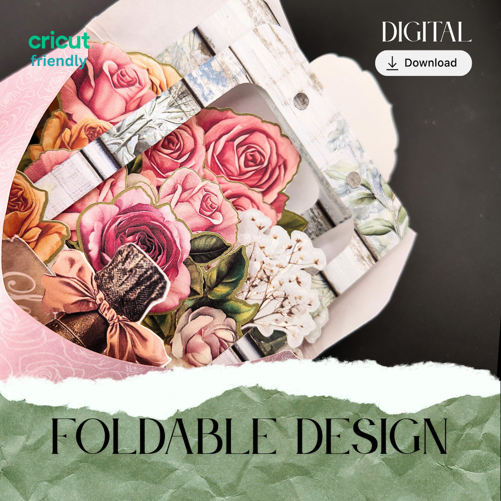 Floral champagne Pop-Up Card — Day Wine Stand-Up Gift Card with envelope (Printable Paper Craft, Digital Download)