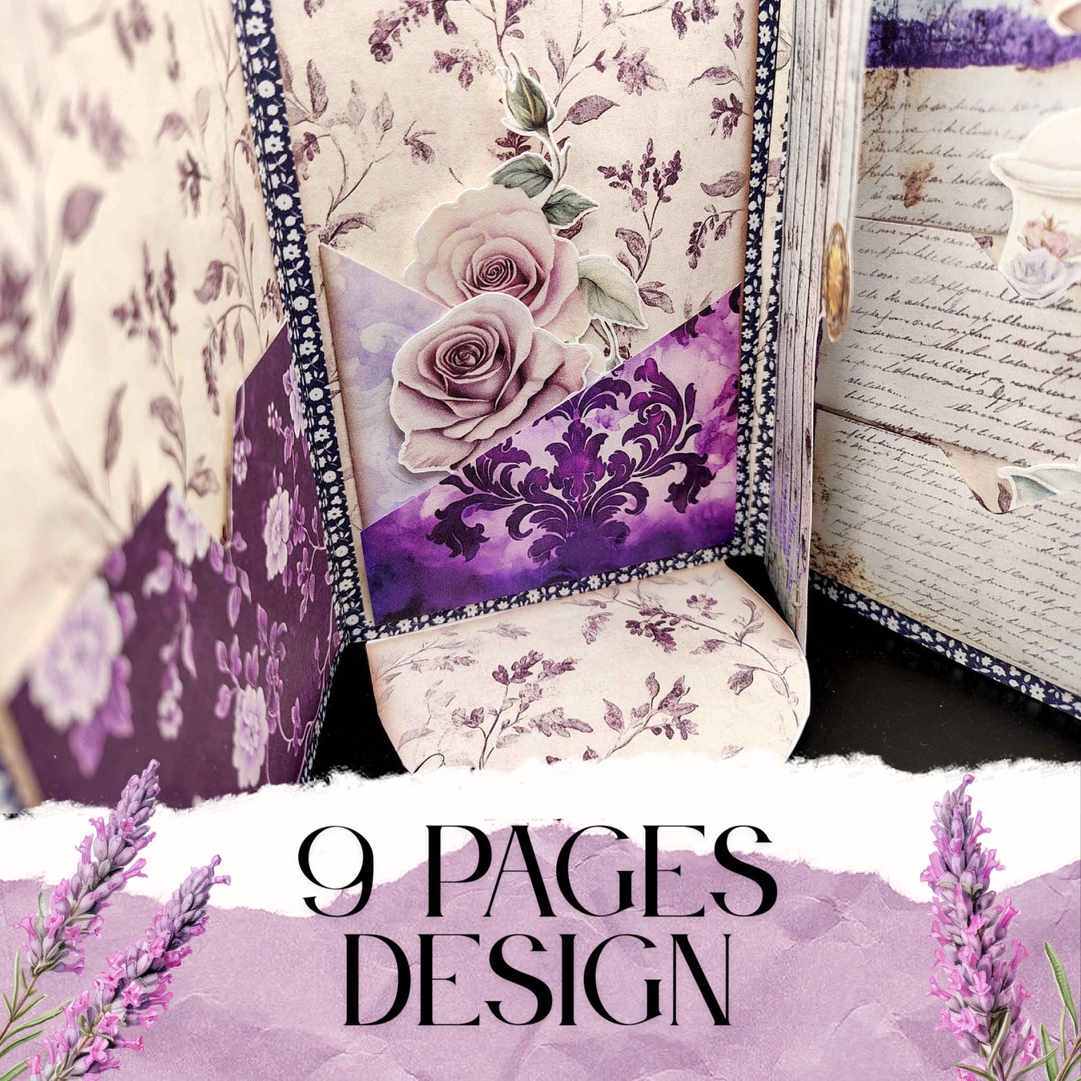Lavender Folio Kit, Purple color lover envelope junk journal folio kit