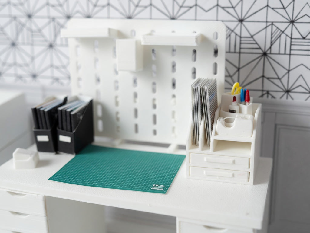 1:12 Scale Miniature White Desktop Organizer, Dollhouse Studio Furniture (Physcial Product)