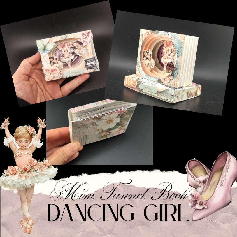 The Dancing Girl Mini tunnel book - papercraft idea ,Cricut compatible (Digital download)