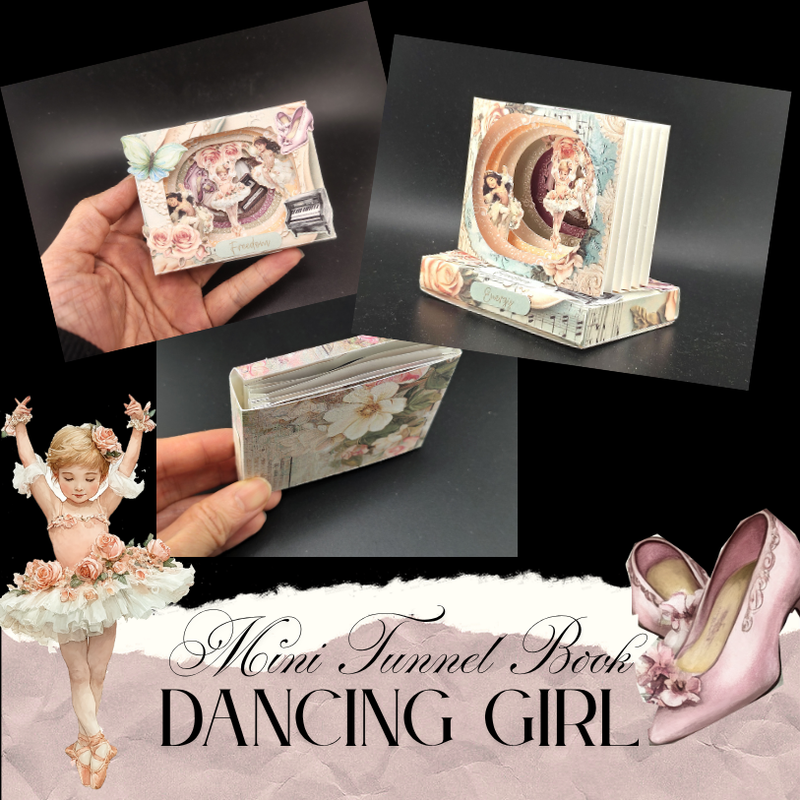The Dancing Girl Mini tunnel book - papercraft idea ,Cricut compatible (Digital download)
