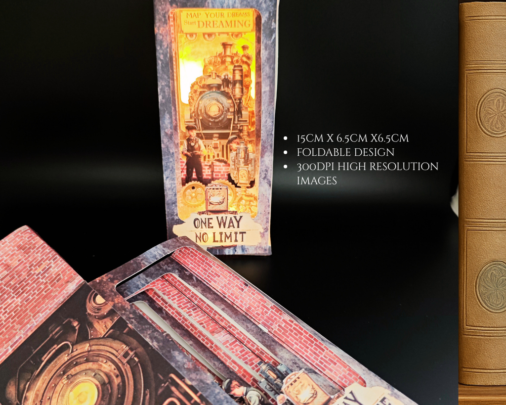 Vintage Steam Train Book Nook Kit: Paper Diorama Template (PDF & PNG for Cricut)