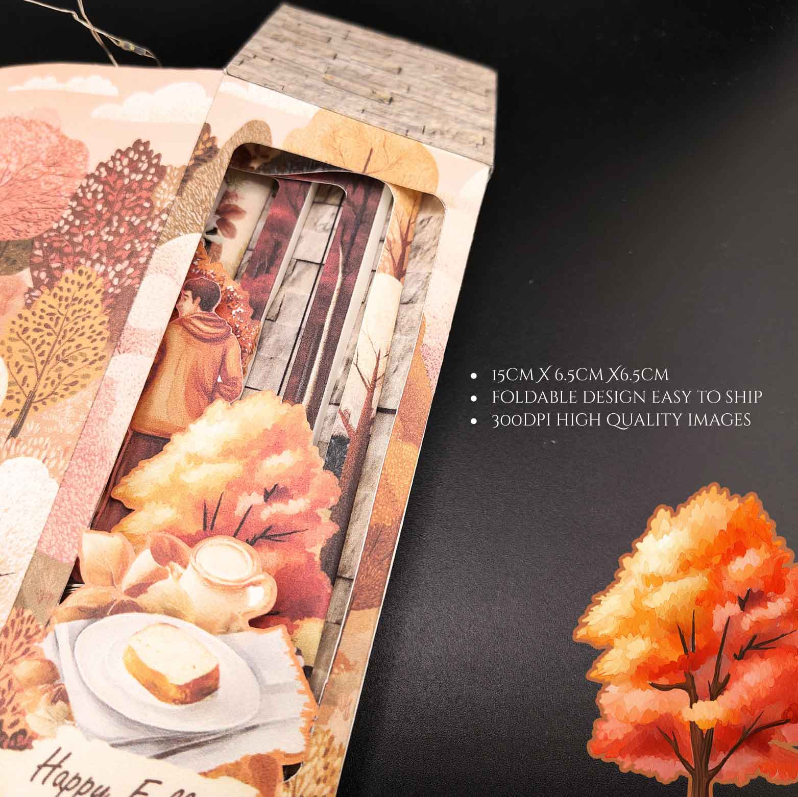 Fall Season Book Nook Seasonal Thanks giving Festival & Gift Paper Craft (Cricut-Compatible)