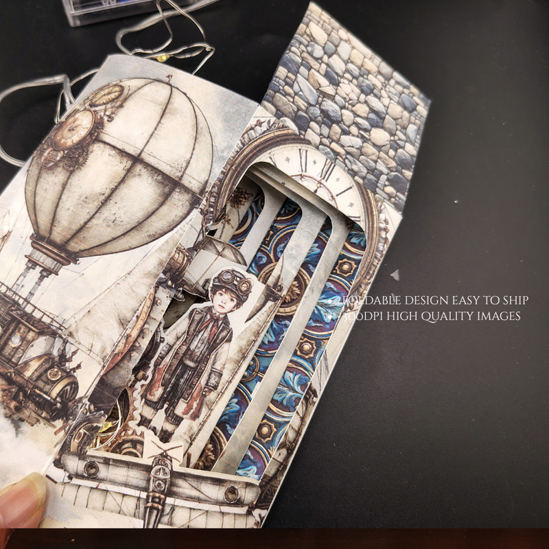 Steampunk Aircraft Book Nook Kit, Printable Cricut Shadowbox (Digital Product)