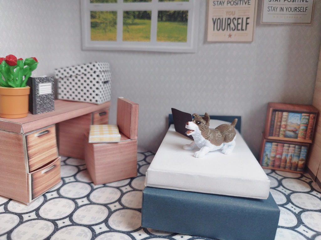 -BMM Shoe Box Miniature- 1:12 / 4 inch doll, Bedroom scenes 10 in 1, Sink, Tub, Toilet, mirror,Printable Dollhouse furniture, DIY, recycle project, diorama