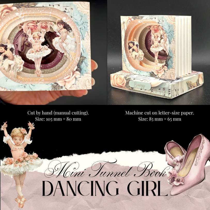 The Dancing Girl Mini tunnel book - papercraft idea ,Cricut compatible (Digital download)