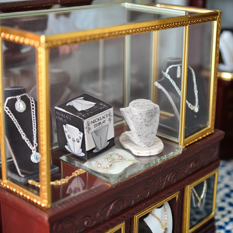 3D printing STL - 1:12 Necklace Display plus box and paper necklace, mini jewelry mini display, shop, decoration, diamond