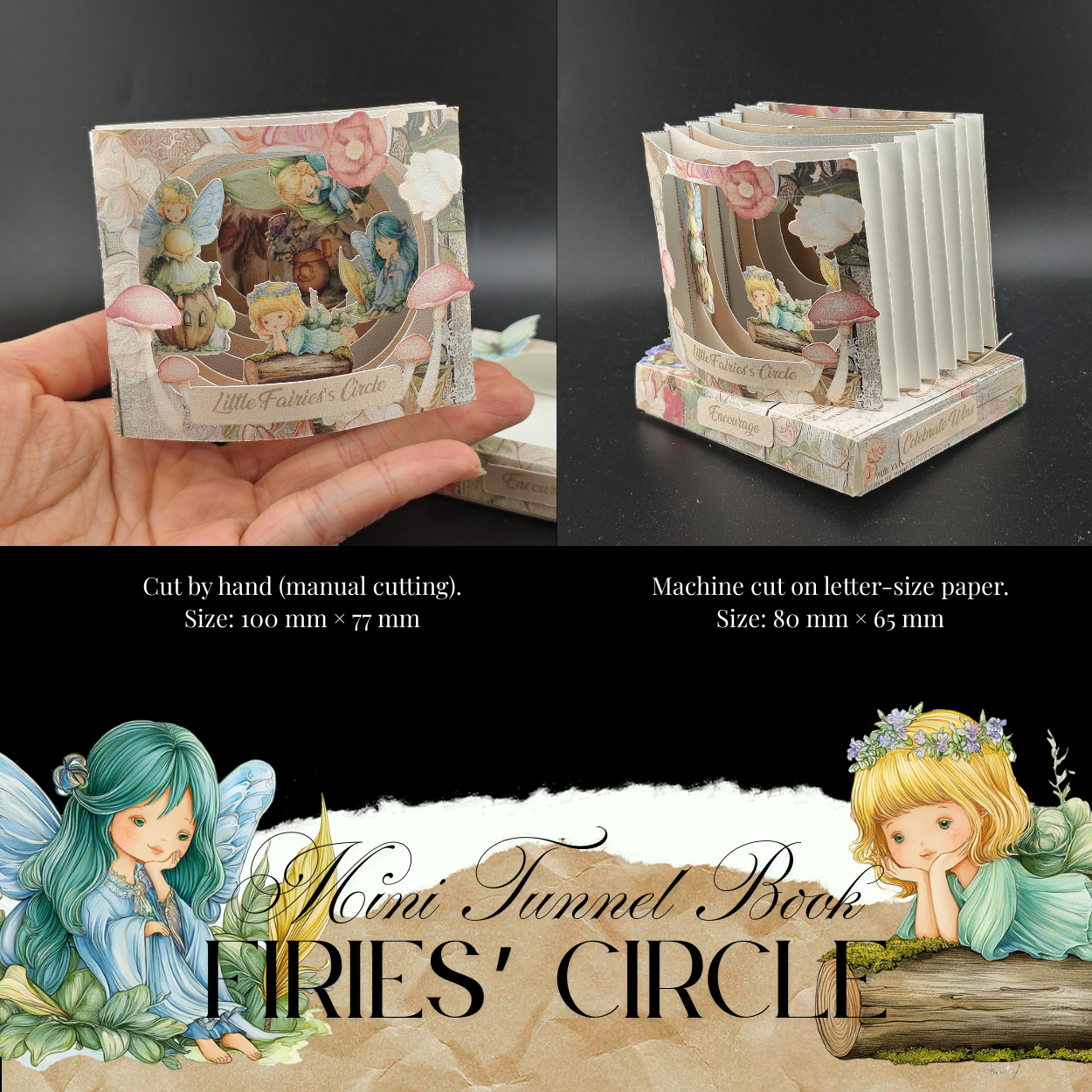 The little fairies' circle Mini tunnel book - papercraft idea (Cricut compatible)
