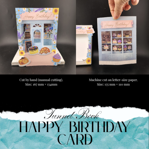 Printable Happy Birthday Tunnel Book Card PDF, DIY 3D Boutique Shop Greeting Card, Floral Birthday Shadow Box, Cricut Friendly, Digital Download
