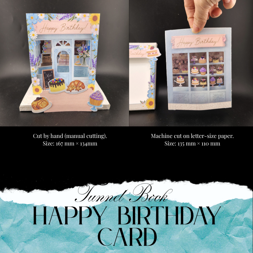 Happy Birthday Tunnel Book Card , DIY 3D Boutique Shop Greeting Card, Floral Birthday Shadow Box, (Digital Download)
