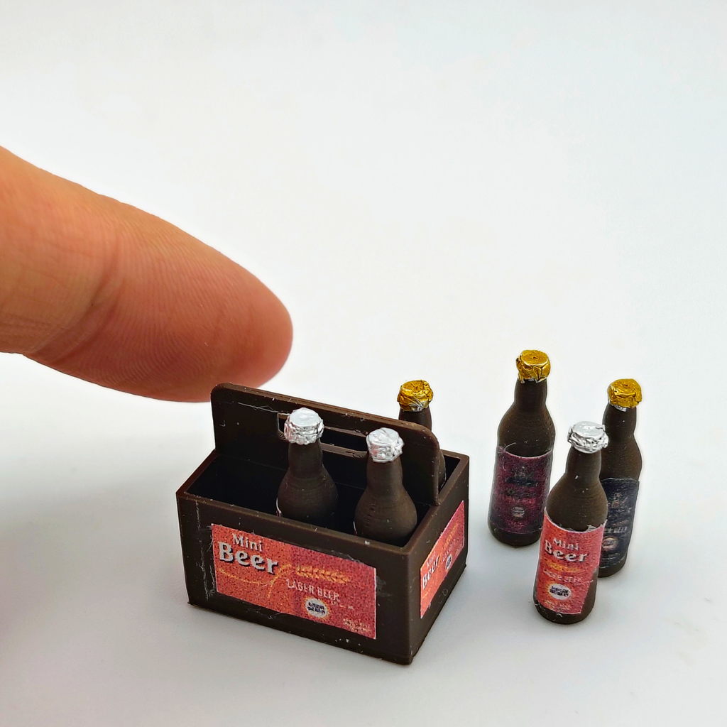 1:12 Scale Beer Bottles 3D Print File – Miniature Dollhouse Container (Instant Download)