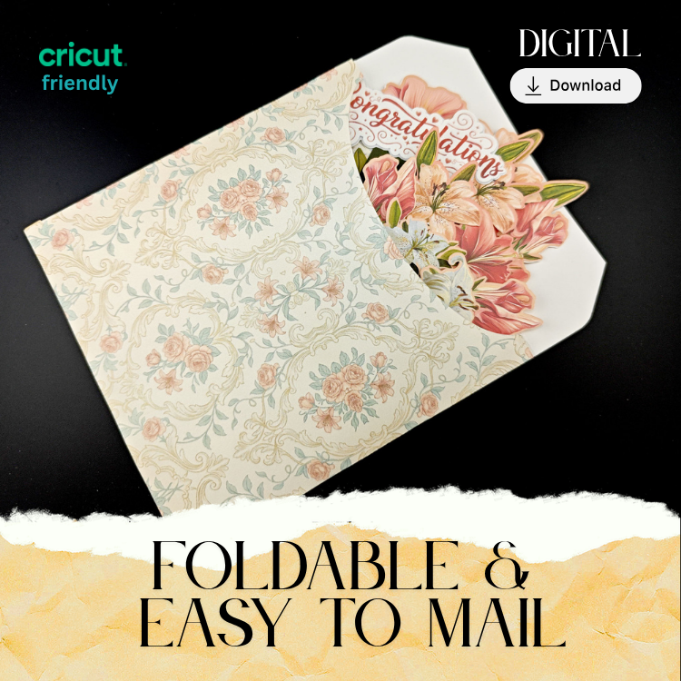 Printable Floral Teacup Pop Up Card Kit, DIY Congratulations Greeting Card (Digital Download)