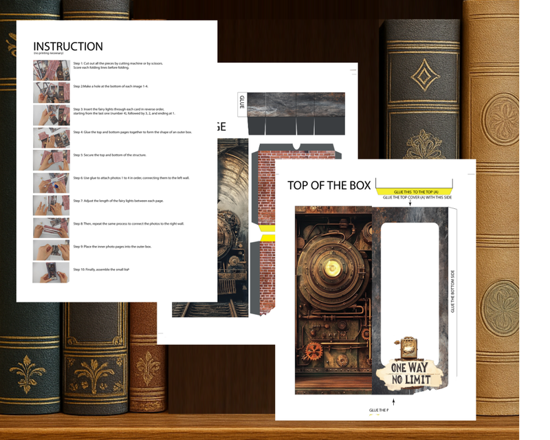 Vintage Steam Train Book Nook Kit: Paper Diorama Template (PDF & PNG for Cricut)