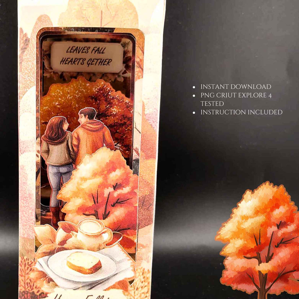 Fall Season Book Nook Seasonal Thanks giving Festival & Gift Paper Craft (Cricut-Compatible)