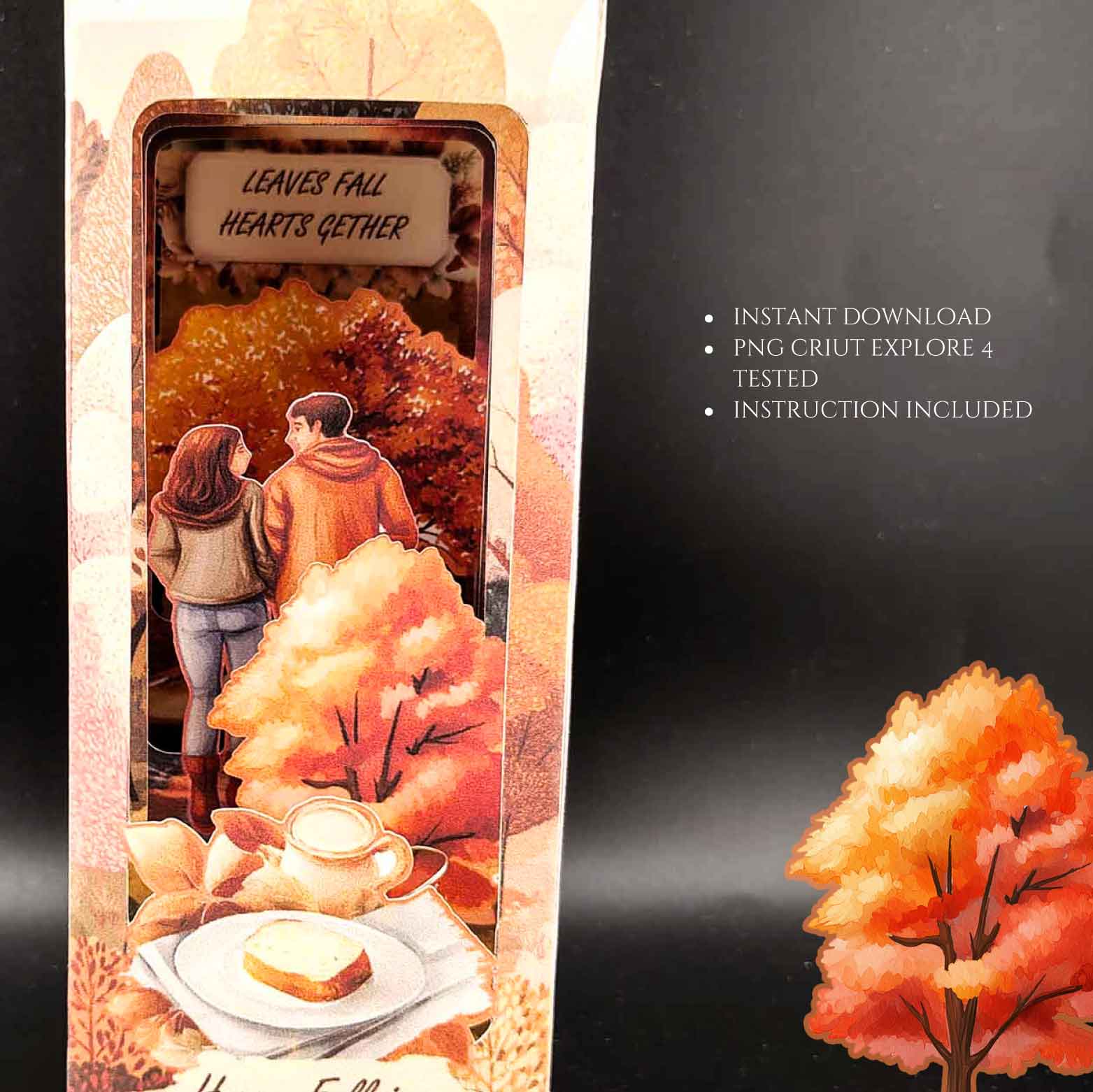 Fall Season Book Nook Seasonal Thanks giving Festival & Gift Paper Craft (Cricut-Compatible)