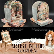This enchanting multi-layered paper project captures a peaceful moment of a girl sketching in a lush, blooming garden. Designed with intricate silhouettes and floral details, this tunnel book is a perfect project for art lovers, garden enthusiasts, or anyone who appreciates the "slow-craft" movement.