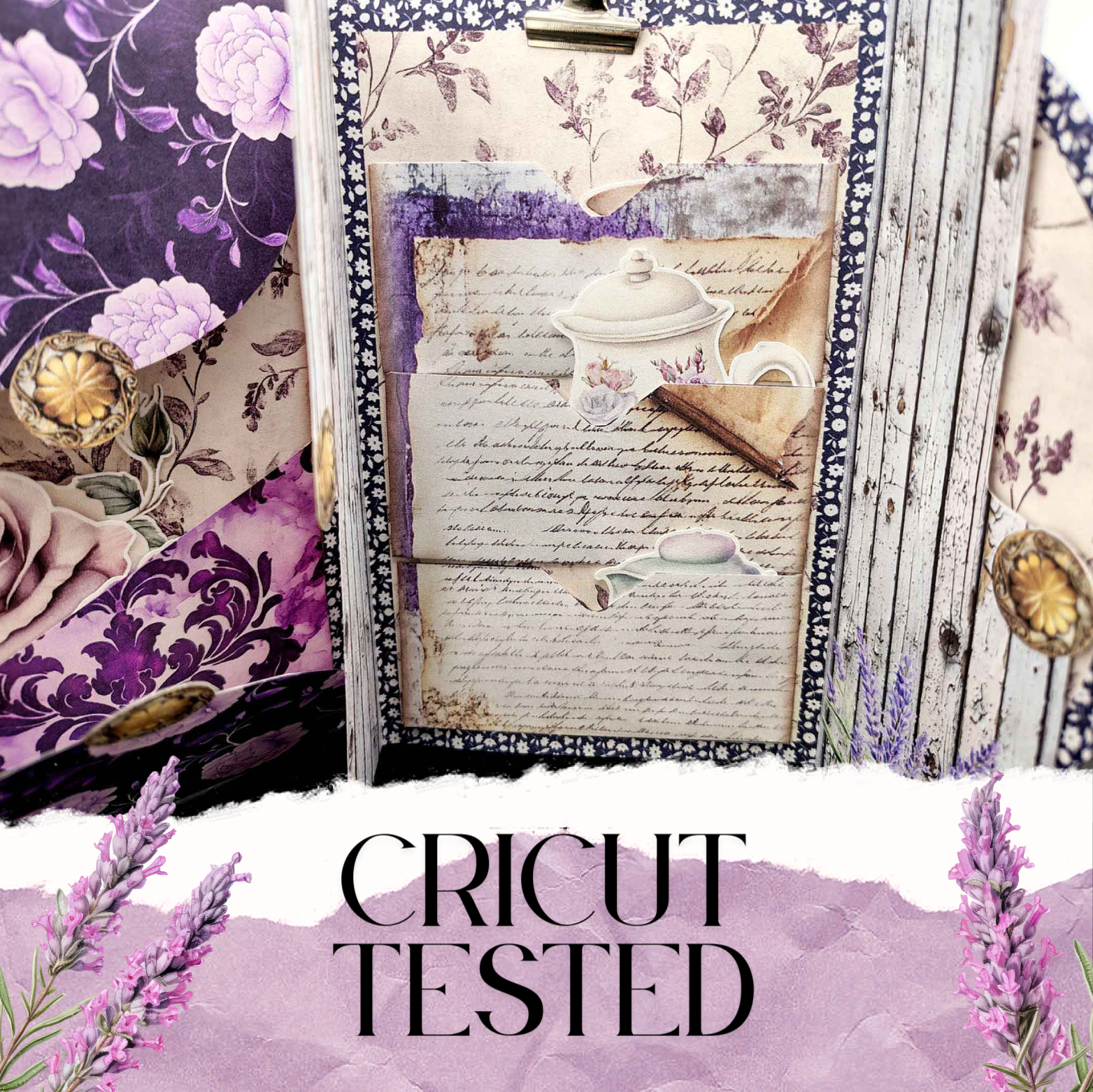 Lavender Folio Kit, Purple color lover envelope junk journal folio kit