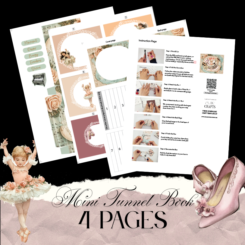 The Dancing Girl Mini tunnel book - papercraft idea ,Cricut compatible (Digital download)