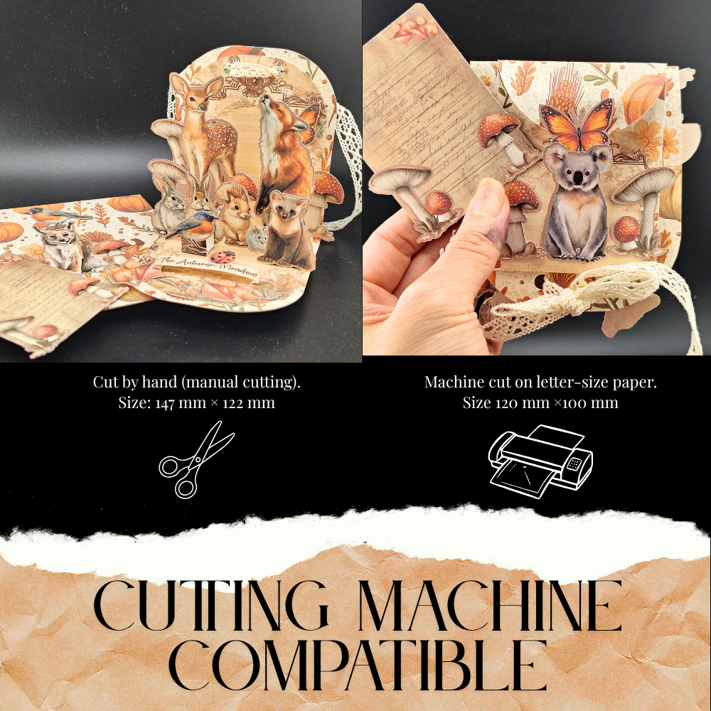 Printable Autumn Meadow Pop Up Card Kit, DIY 3D Woodland Animal Greeting Card, Digital Download