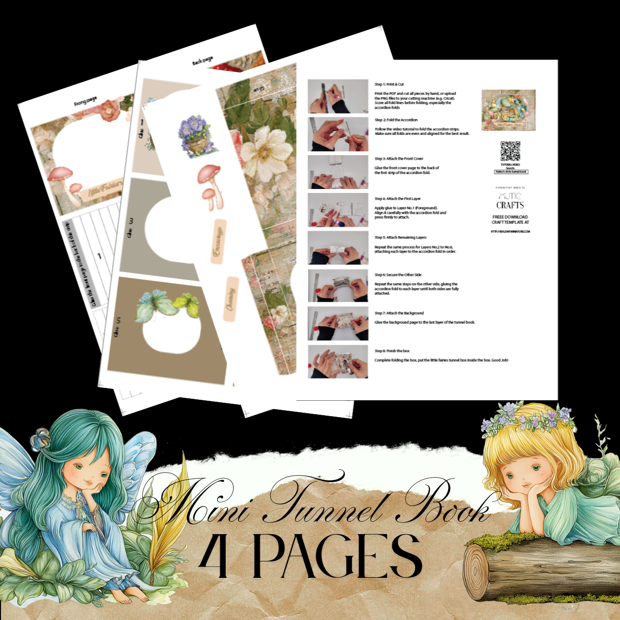 The little fairies' circle Mini tunnel book - papercraft idea (Cricut compatible)