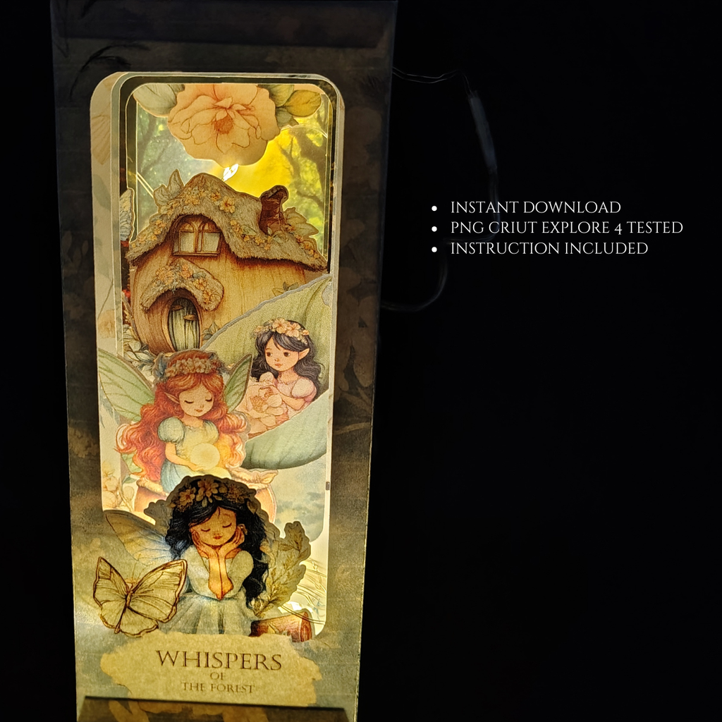 Forest Fairy Book Nook — DIY Paper Diorama Template for Bookshelf Decor (Printable Digital Download)