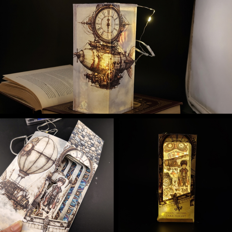 Steampunk Aircraft Book Nook Kit, Printable Cricut Shadowbox (Digital Product)