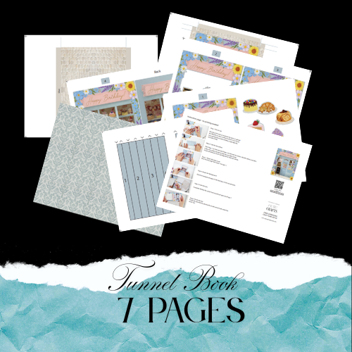 Printable Happy Birthday Tunnel Book Card PDF, DIY 3D Boutique Shop Greeting Card, Floral Birthday Shadow Box, Cricut Friendly, Digital Download