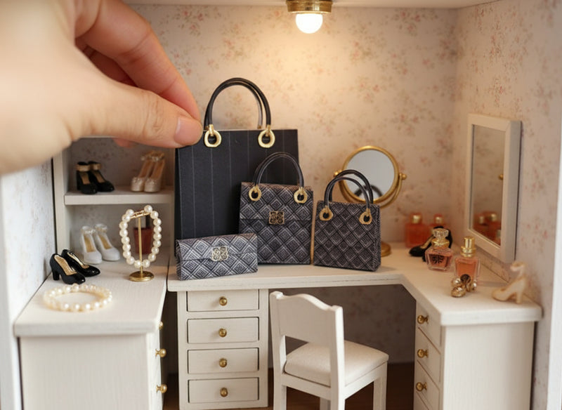 1:6 Luxury brands bags, purse and boxes for dollhouse and department store, luxury house decorations, Christmas ornaments