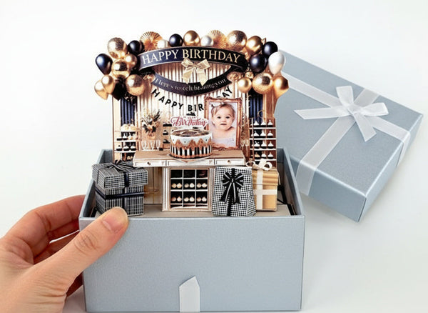 Black and Gold Happy Birthday Stand — Elegant Stand-Up Birthday Decoration & Gift for Everyone