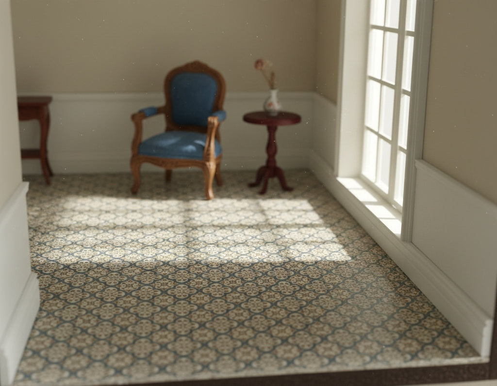 1:12 Printable Seamless Floor Tiles — 15×15 mm tiles size Vintage Pattern in Warm Tones (Dollhouse Flooring, Digital Download)