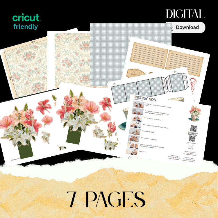 Printable Floral Teacup Pop Up Card Kit, DIY Congratulations Greeting Card (Digital Download)