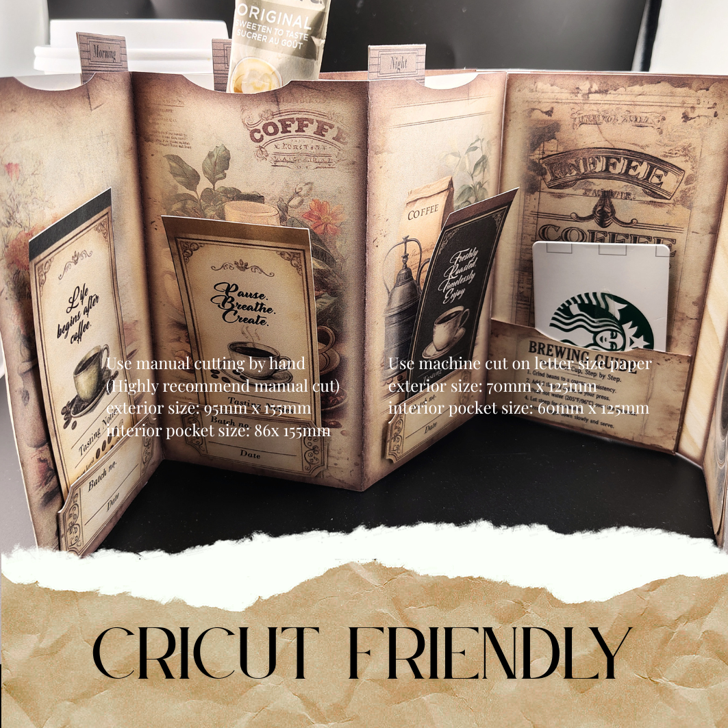 Junk folio coffee sachet holder booklet (Digital File & Cricut Compatible )