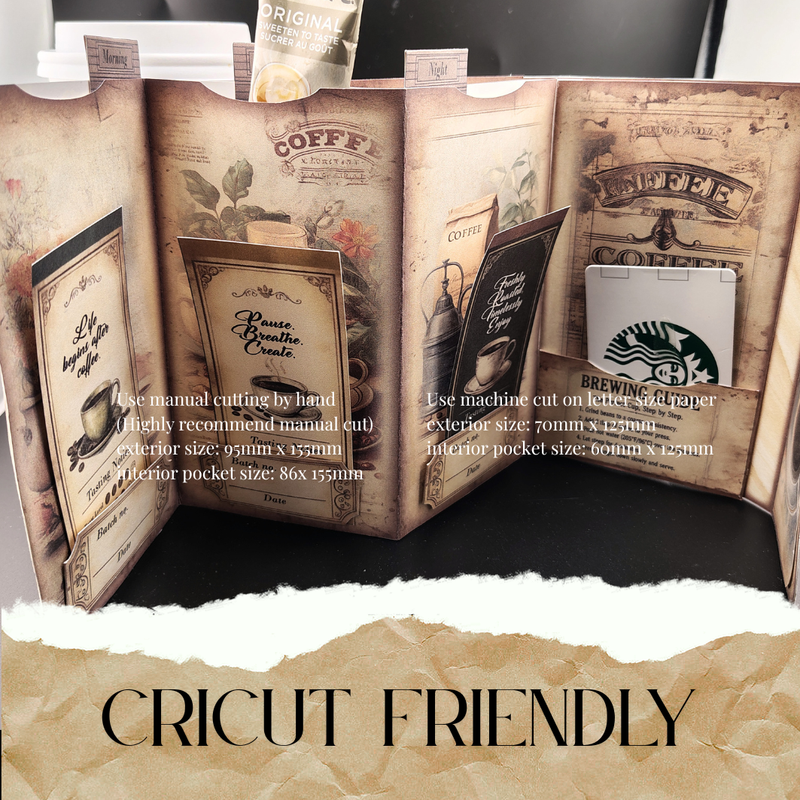 Junk folio coffee sachet holder booklet (Digital File & Cricut Compatible )