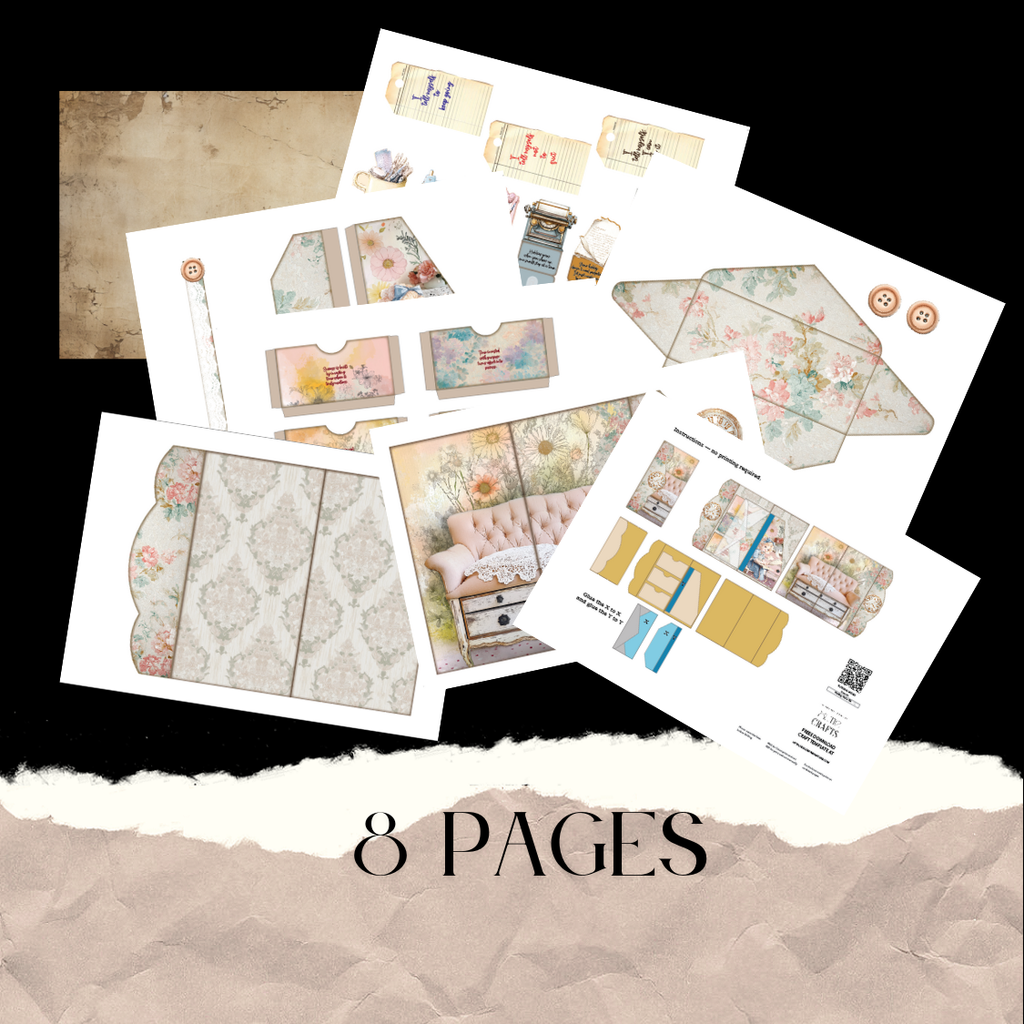 Hobby Motivation Folio Kit — 8-Page Junk Journal with Pockets & Ephemera for Creative Encouragement (Printable Digital Download)