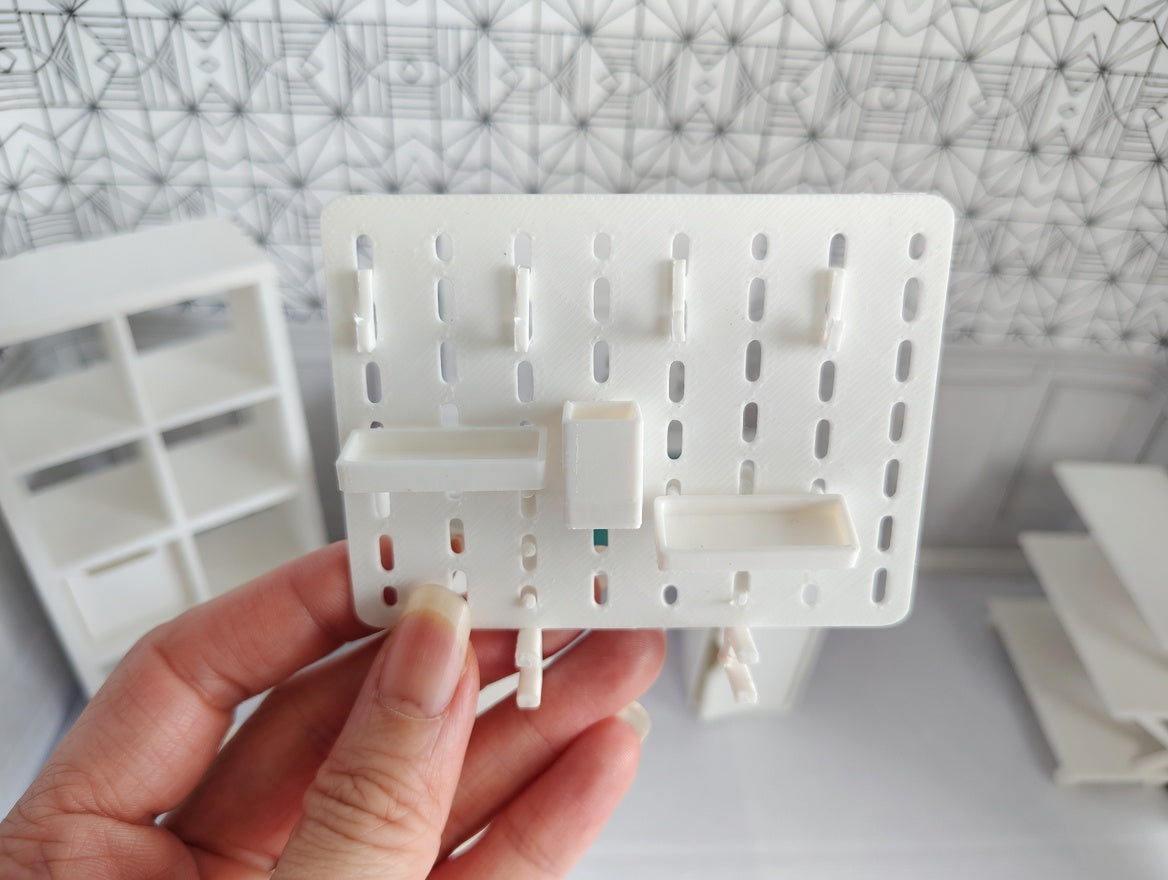 1:12 Scale Dollhouse Craft Room Pegboard System, Miniature Decor