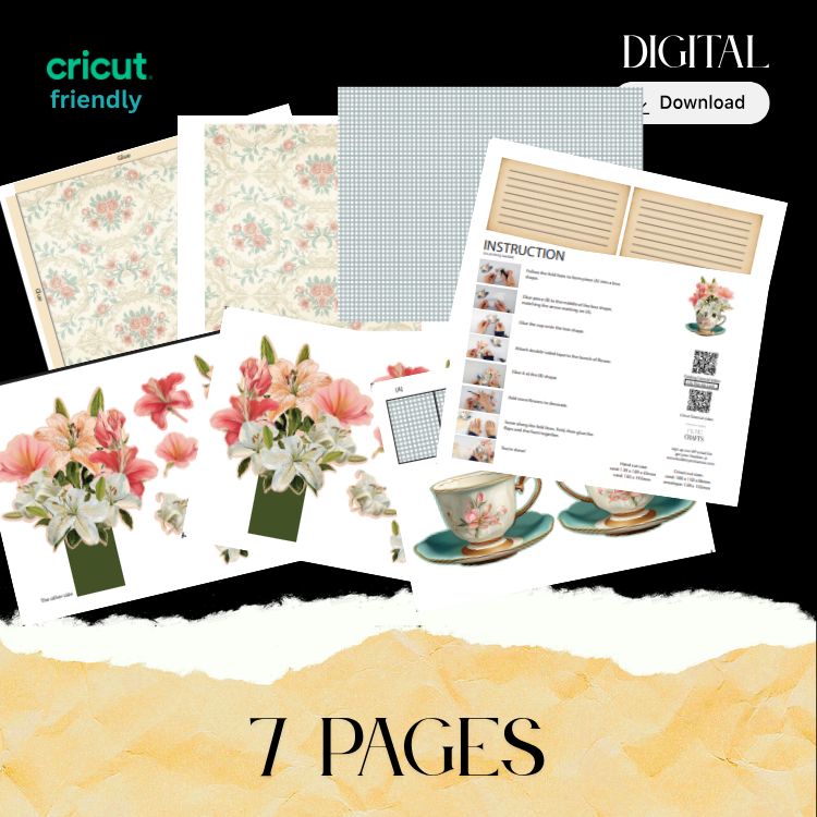 Printable Floral Teacup Pop Up Card Kit, DIY Congratulations Greeting Card (Digital Download)
