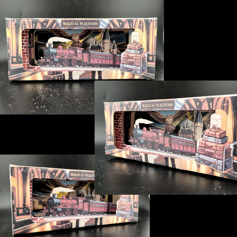 Magical Platform horizontal book nook kit: Foldable Paper Diorama (PDF & PNG Templates)
